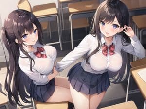 Two Girls Sitting Desks puzzle preview