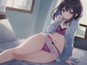 Woman Purple Underwear Laying puzzle preview