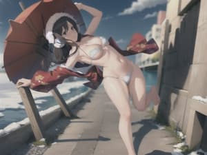Woman Bikini Holding Umbrella puzzle preview