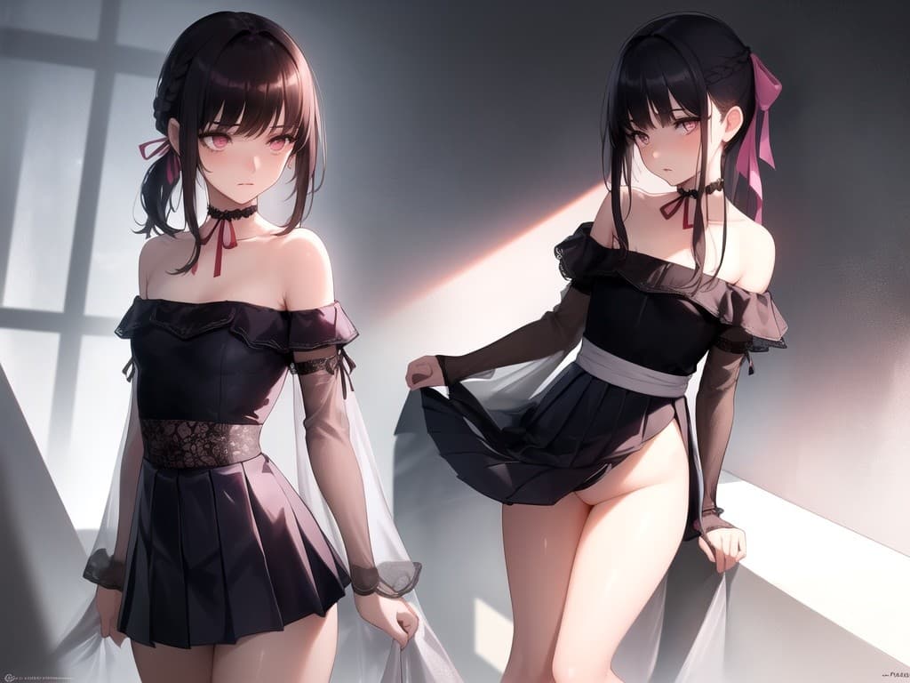 Japanese goth teenager wears nothing under her dress