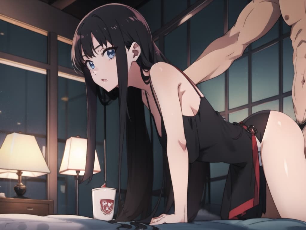 Woman Black Dress Laying