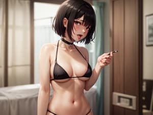 Woman Bikini Holding Cigarette puzzle preview