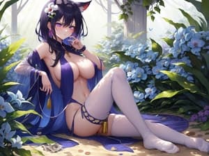 The furry kitten teasing in her skimpy outfit puzzle preview