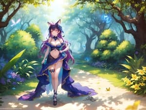 Furry goddess walking semi-naked through the forest puzzle preview