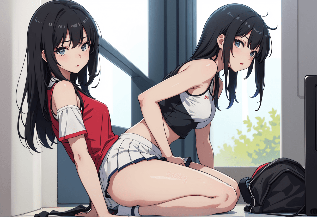 Crimson Anime Muse — Jigsaw Puzzle puzzle background